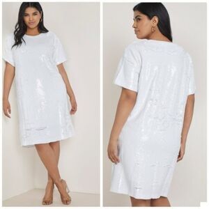 Eloquii White Sequin Midi Dress